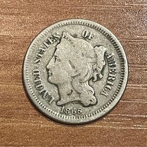 1865 Three Cent Nickel United States Coin